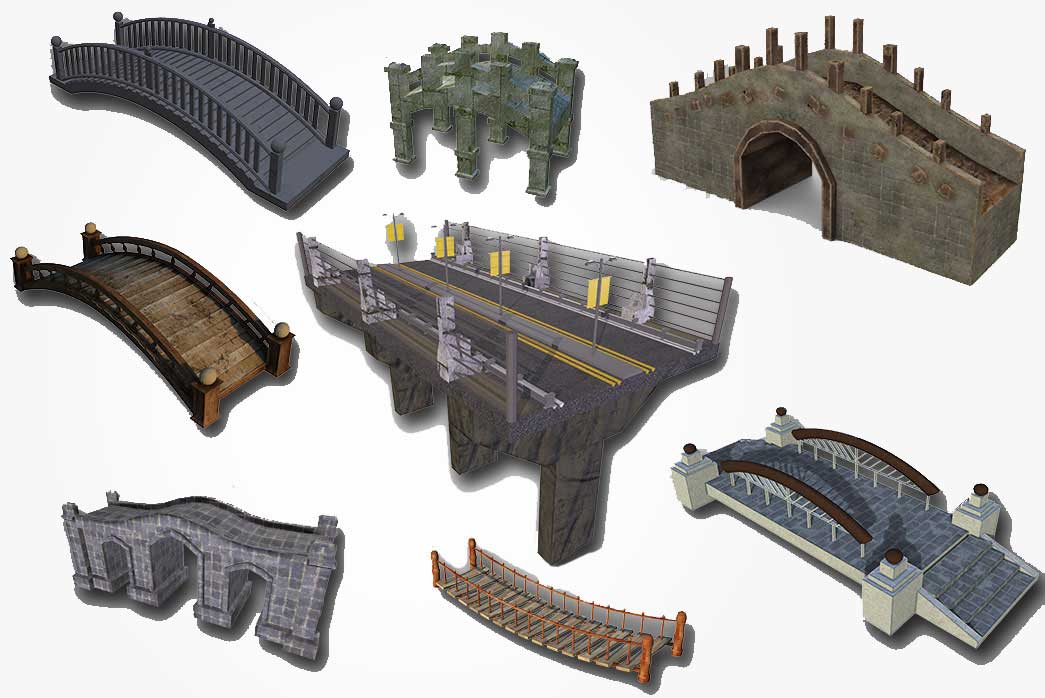 3d bridges pack, 3d bridge, high quality 3d model,