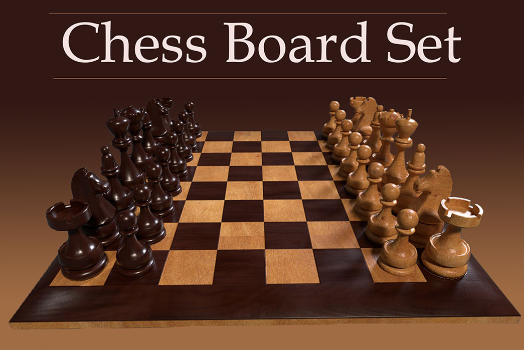 3d chess board set, 3d chess, chess board 3d model, wooden chess 3d model, 3d wooden chess,