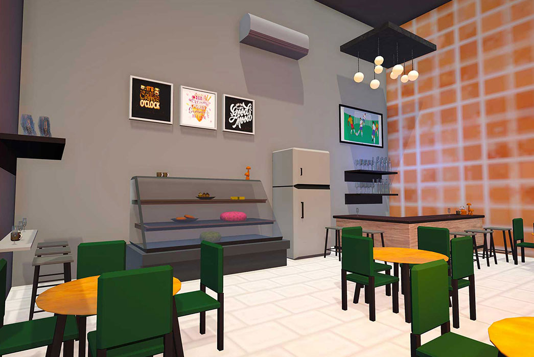 cafe interior 3d environment, 3d cafe interior,