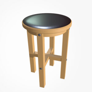 wooden stool 3d model, low poly stool, free low poly 3d model, free low poly wooden stool,