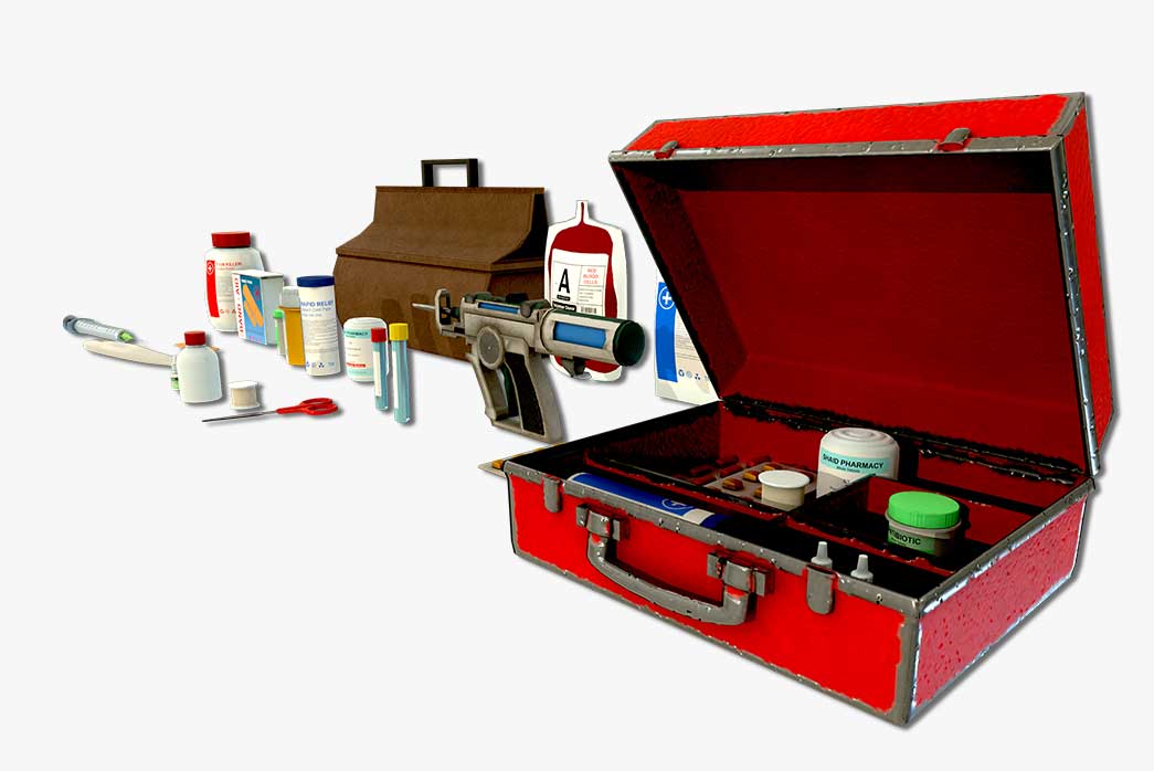 mediacl survival kit, medical survival kit 3d model, first aid kit, first aid kit for games