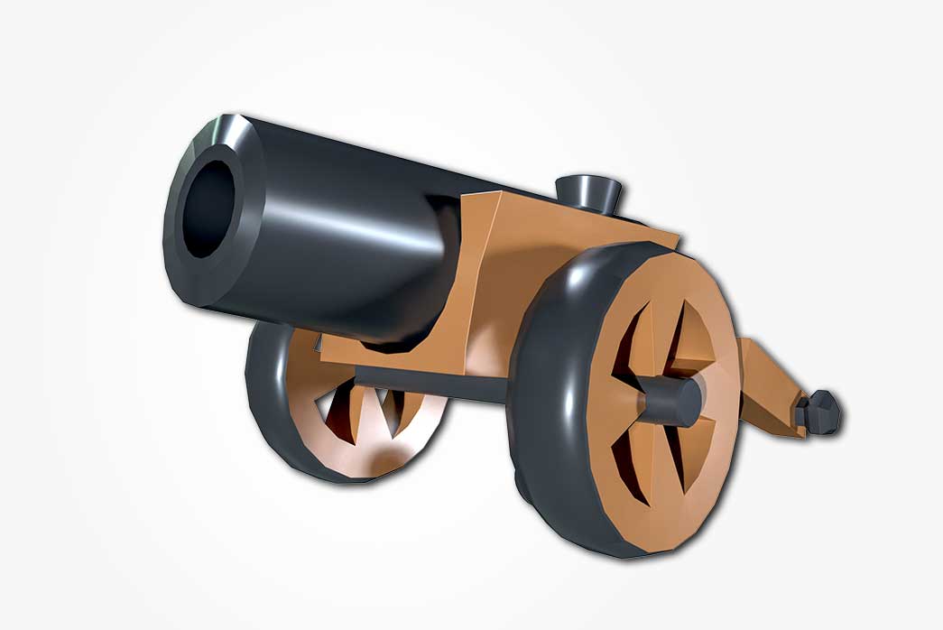 cannon, cartoon cannon 3d model, cannon 3d model, low poly cannon 3d model
